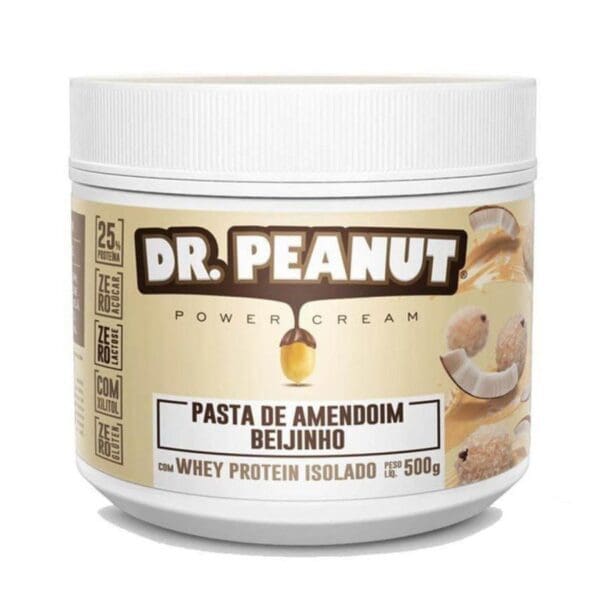 Pasta de Amendoim Beijinho Com Whey Protein Isolado (500gr) – Dr. Peanut
