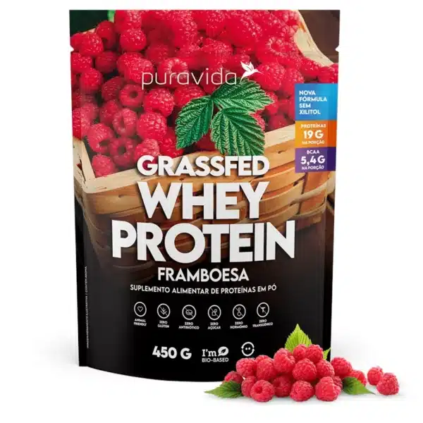 Whey Protein Grassfed Framboesa (450g) - Puravida